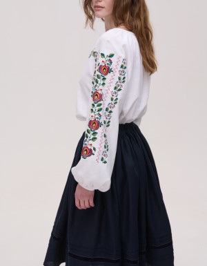 Embroidered Shirt «Borshchivska» (white linen)