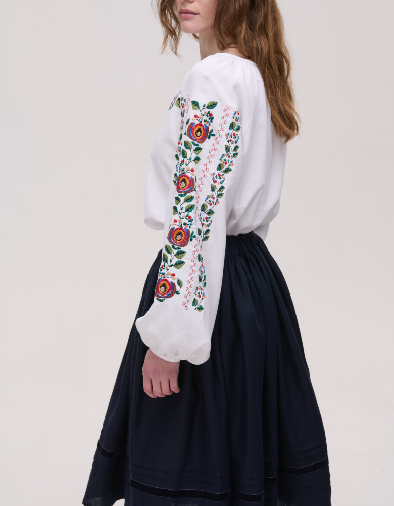 Embroidered Shirt «Borshchivska» (white linen)