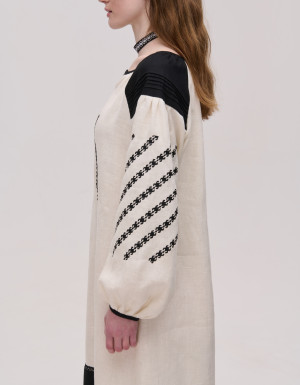 Beige linen dress "Podillia"