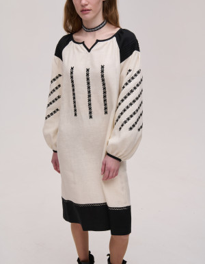 Beige linen dress "Podillia"
