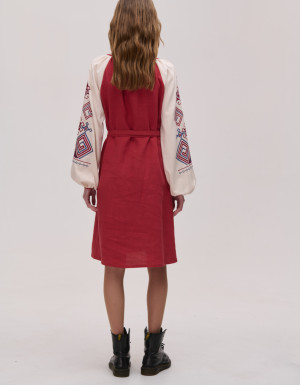 Red linen dress "Infinity"