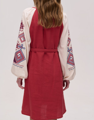 Red linen dress "Infinity"