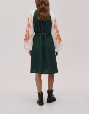 Green linen dress "Infinity"