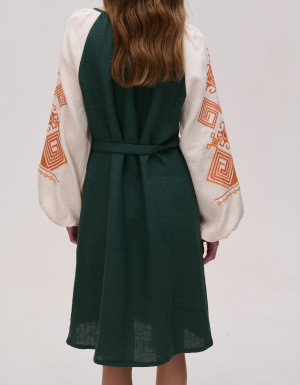 Green linen dress "Infinity"