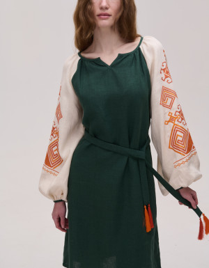Green linen dress "Infinity"