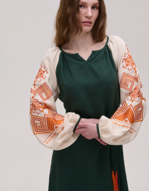 Green linen dress "Infinity"