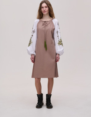 Linen dress "Brown with Krip"