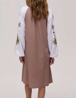 Linen dress "Brown with Krip"