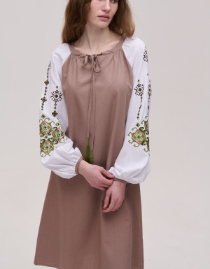 Linen dress "Brown with Krip"