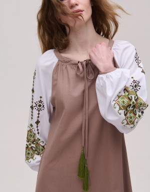 Linen dress "Brown with Krip"