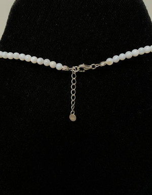 Mother-of-pearl necklace with an angel (4 beads) 925 silver