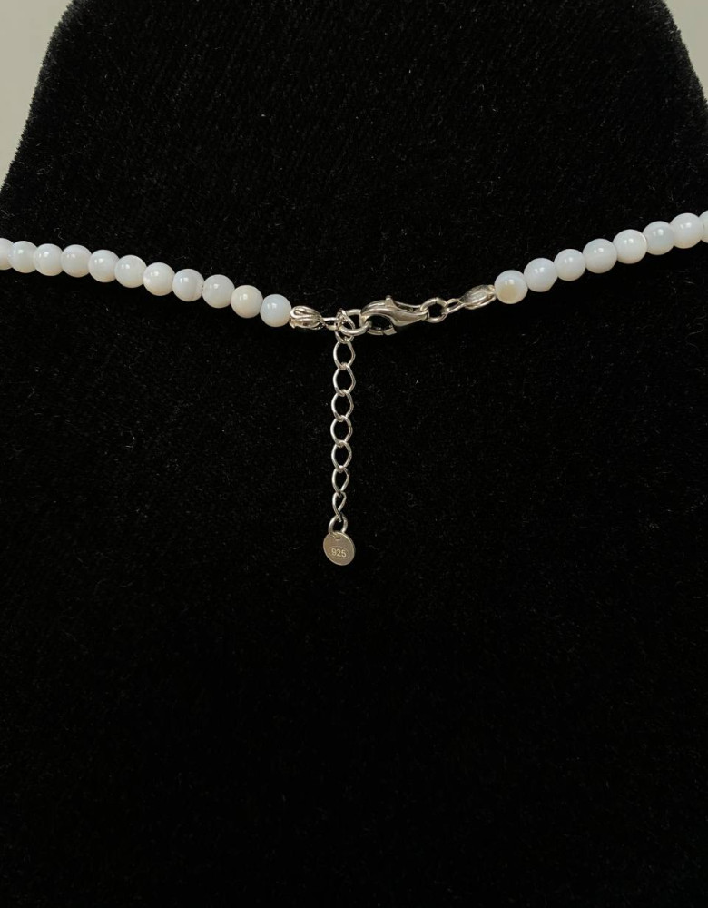 Mother-of-pearl necklace with an angel (4 beads) 925 silver