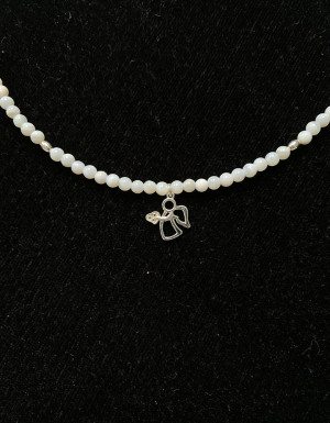 Mother-of-pearl necklace with an angel (4 beads) 925 silver