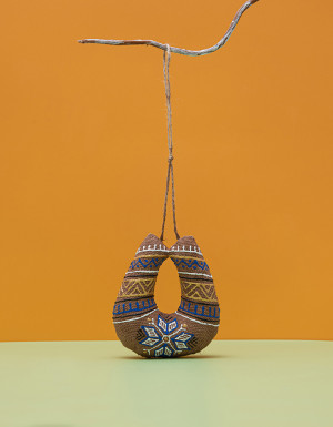 Flavored coffee souvenir "Horseshoe with a blue pattern"