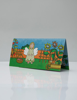 Postcard "I walked in the garden, I collected flowers"