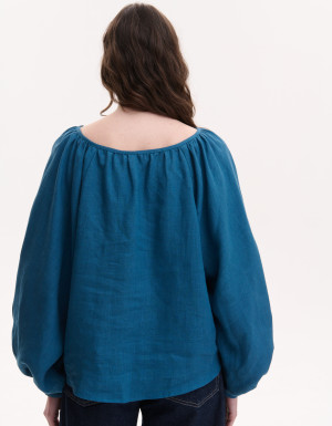 Basic women's blue linen shirt