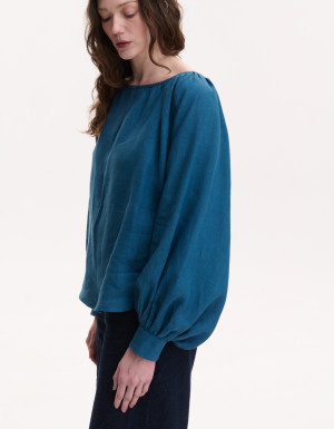 Basic women's blue linen shirt