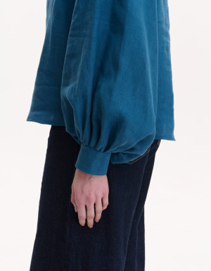 Basic women's blue linen shirt