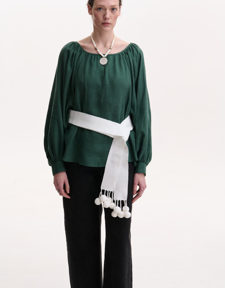 Kraika (Belt) White with Pom-poms