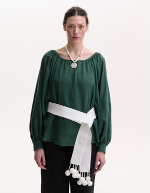 Kraika (Belt) White with Pom-poms