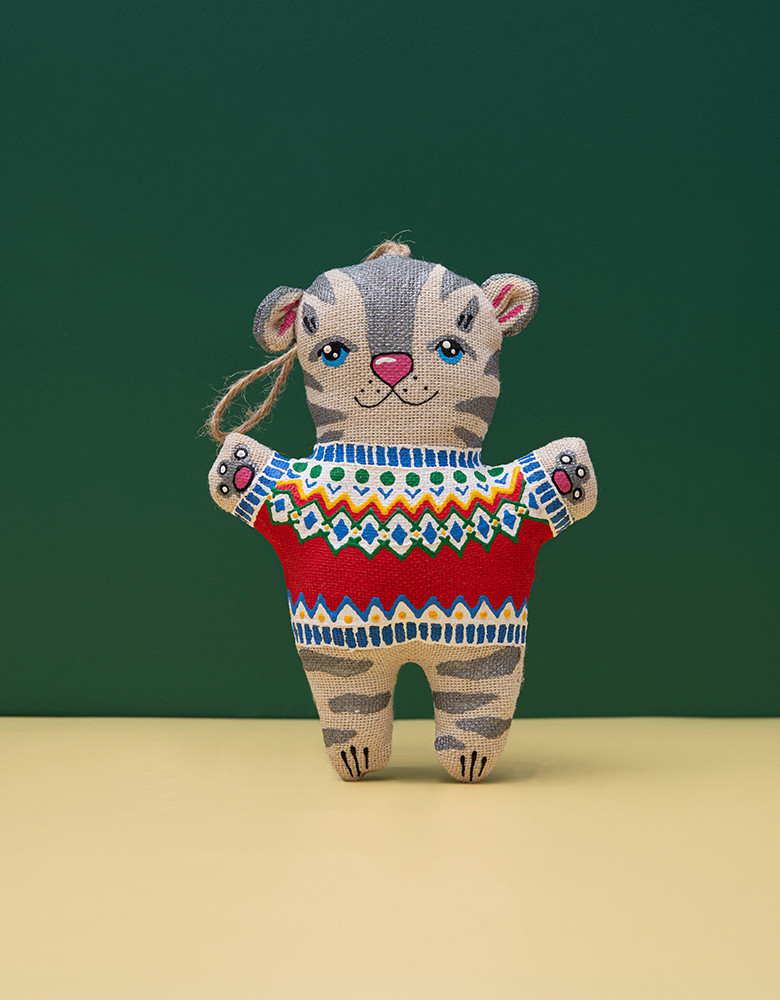 Symbol of the year 2022 A tiger in a Scandinavian sweater