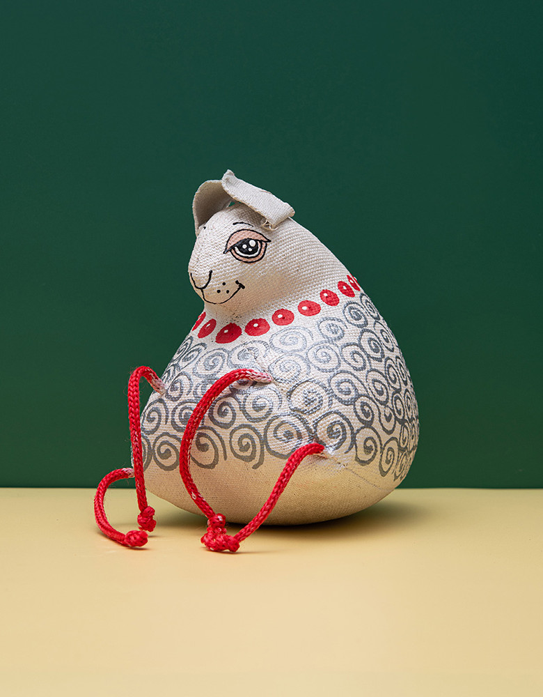 Handmade toy Sheep with a Necklace (vanilla)