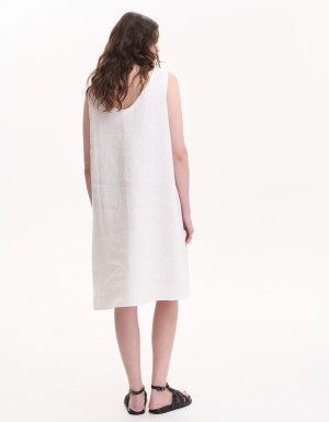 Linen Dress “Falling Star” — Black, Hand Embroidery