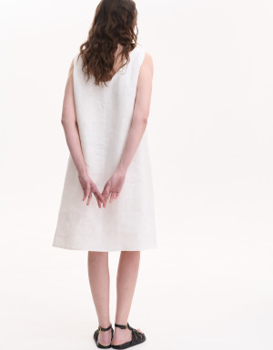 Linen Dress “Falling Star” — Black, Hand Embroidery