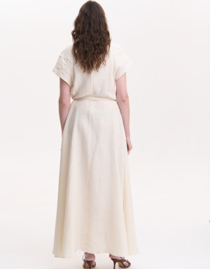 Handmade Milk-Colored Linen Dress “Pokusinski”