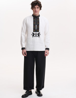 Men’s Linen Vyshyvanka with Hand Embroidery “Lions”