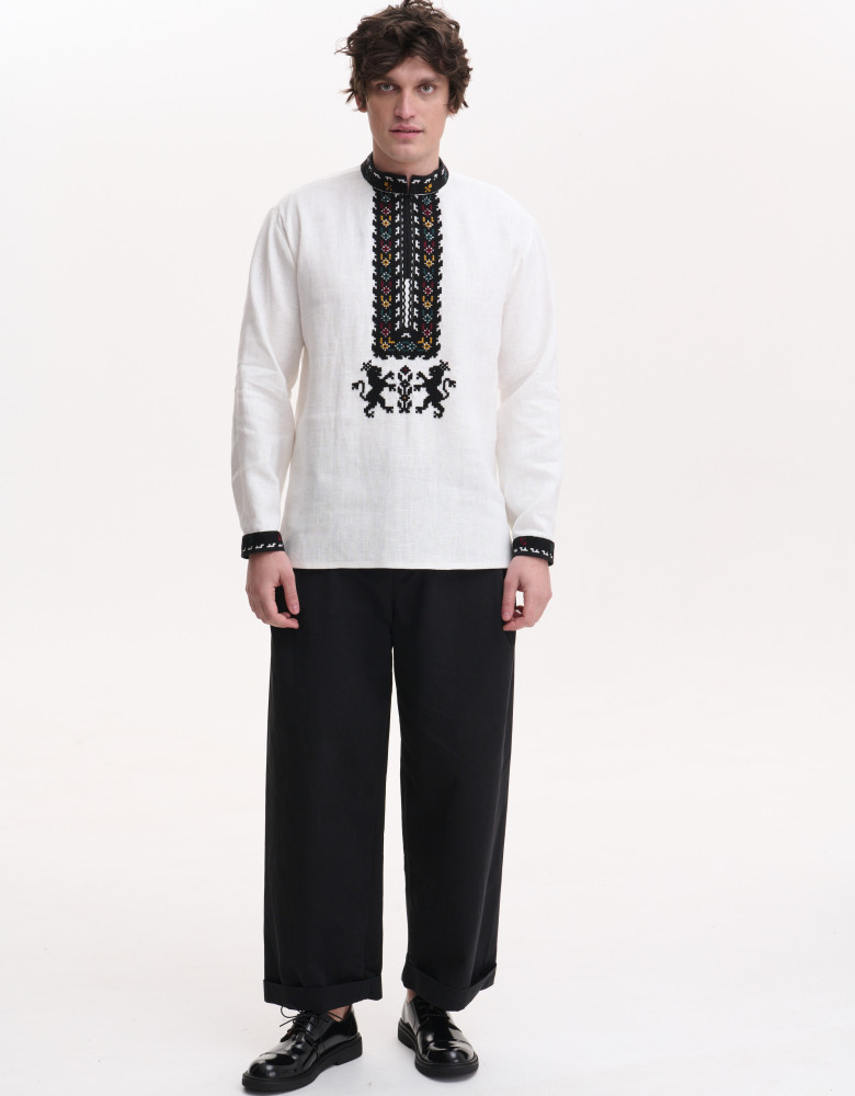 Men’s Linen Vyshyvanka with Hand Embroidery “Lions”