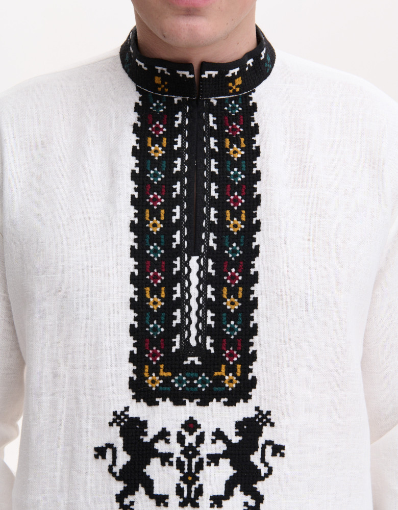 Men’s Linen Vyshyvanka with Hand Embroidery “Lions”