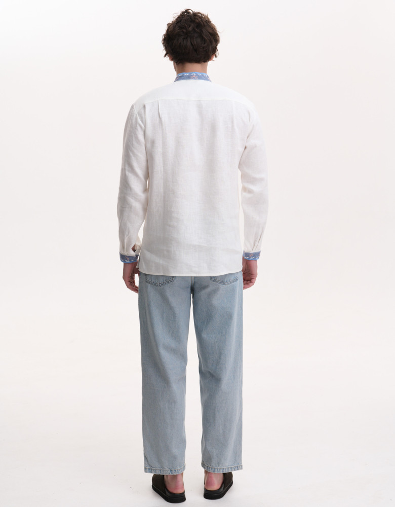 Men’s Linen Vyshyvanka with Hand Embroidery “Silent Meadows”