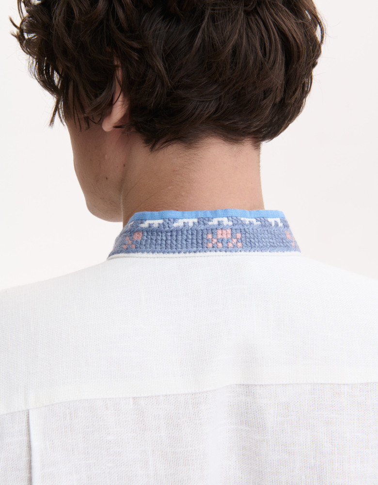 Men’s Linen Vyshyvanka with Hand Embroidery “Silent Meadows”
