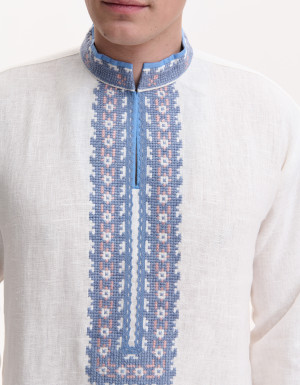 Men’s Linen Vyshyvanka with Hand Embroidery “Silent Meadows”