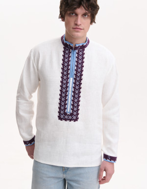 Men’s Linen Vyshyvanka with Hand Embroidery “Free Steppes”