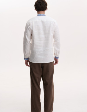 Men’s Linen Vyshyvanka with Hand Embroidery “Hares”