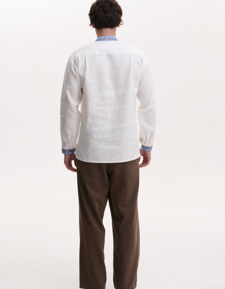 Men’s Linen Vyshyvanka with Hand Embroidery “Hares”