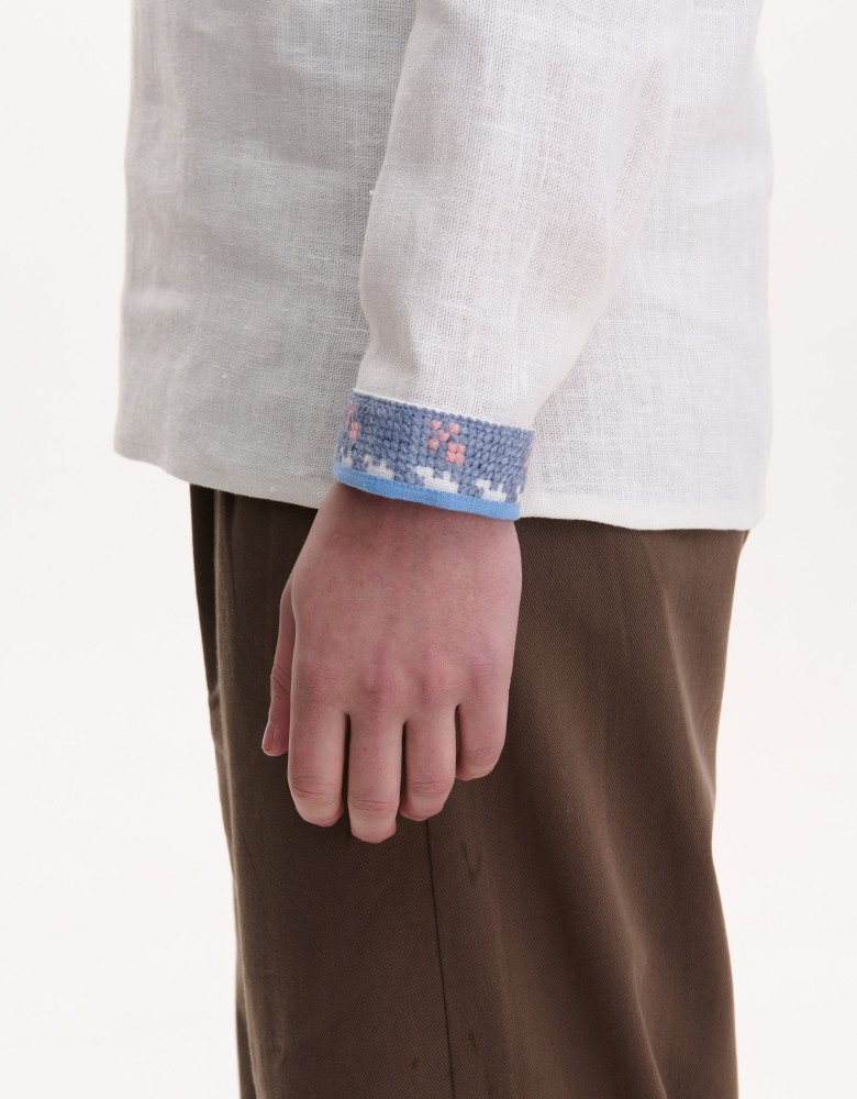 Men’s Linen Vyshyvanka with Hand Embroidery “Hares”