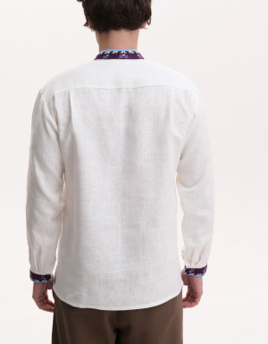 Men’s Linen Vyshyvanka with Hand Embroidery “Horses”