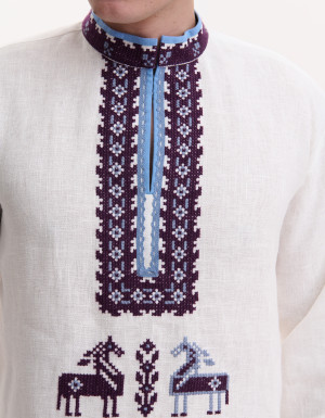 Men’s Linen Vyshyvanka with Hand Embroidery “Horses”