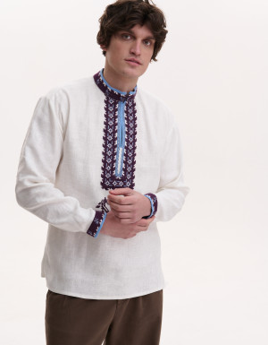 Men’s Linen Vyshyvanka with Hand Embroidery “Horses”