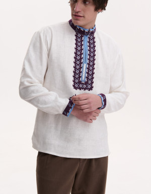Men’s Linen Vyshyvanka with Hand Embroidery “Horses”
