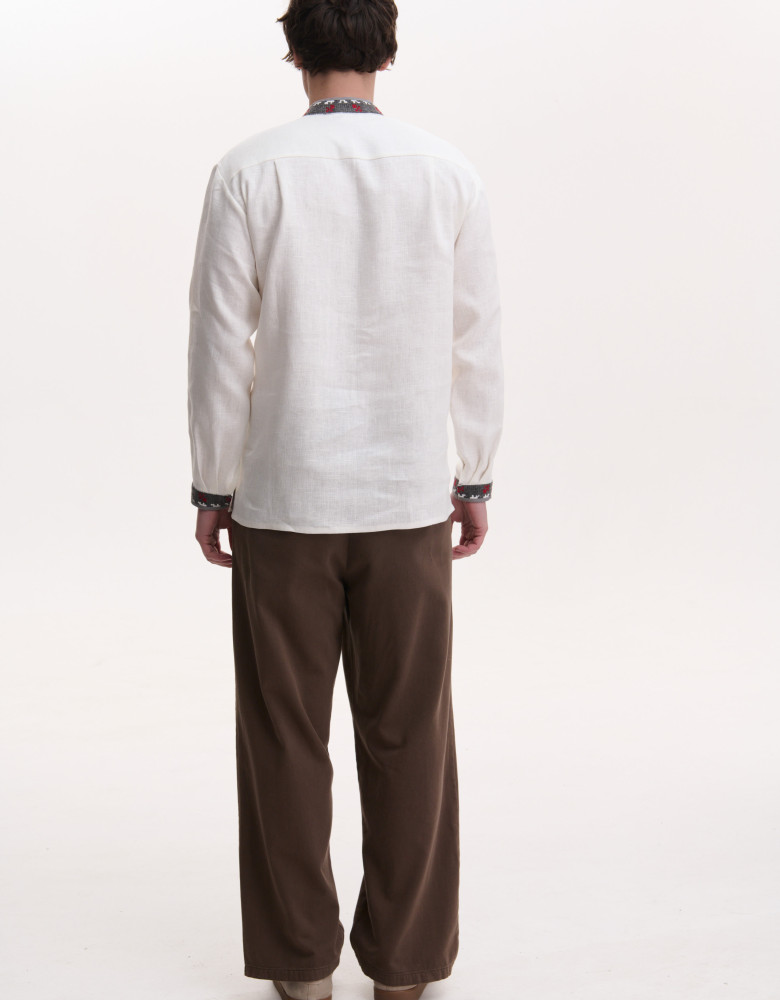 Men’s Linen Vyshyvanka with Hand Embroidery “Cossack Moon”