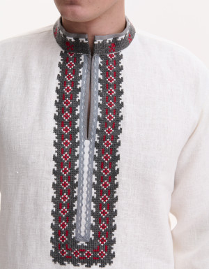 Men’s Linen Vyshyvanka with Hand Embroidery “Cossack Moon”