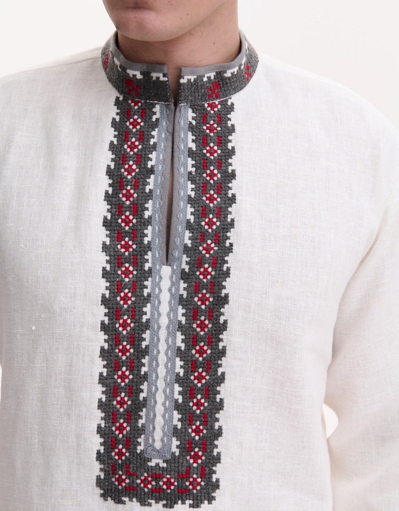 Men’s Linen Vyshyvanka with Hand Embroidery “Cossack Moon”