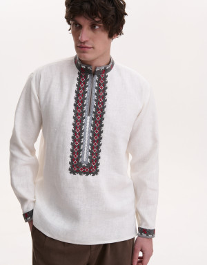 Men’s Linen Vyshyvanka with Hand Embroidery “Cossack Moon”