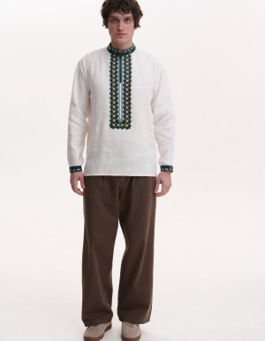 Men’s Linen Vyshyvanka with Hand Embroidery “Carpathians”