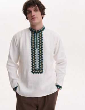 Men’s Linen Vyshyvanka with Hand Embroidery “Carpathians”