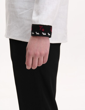 Men’s Linen Vyshyvanka with Hand Embroidery “Deer”